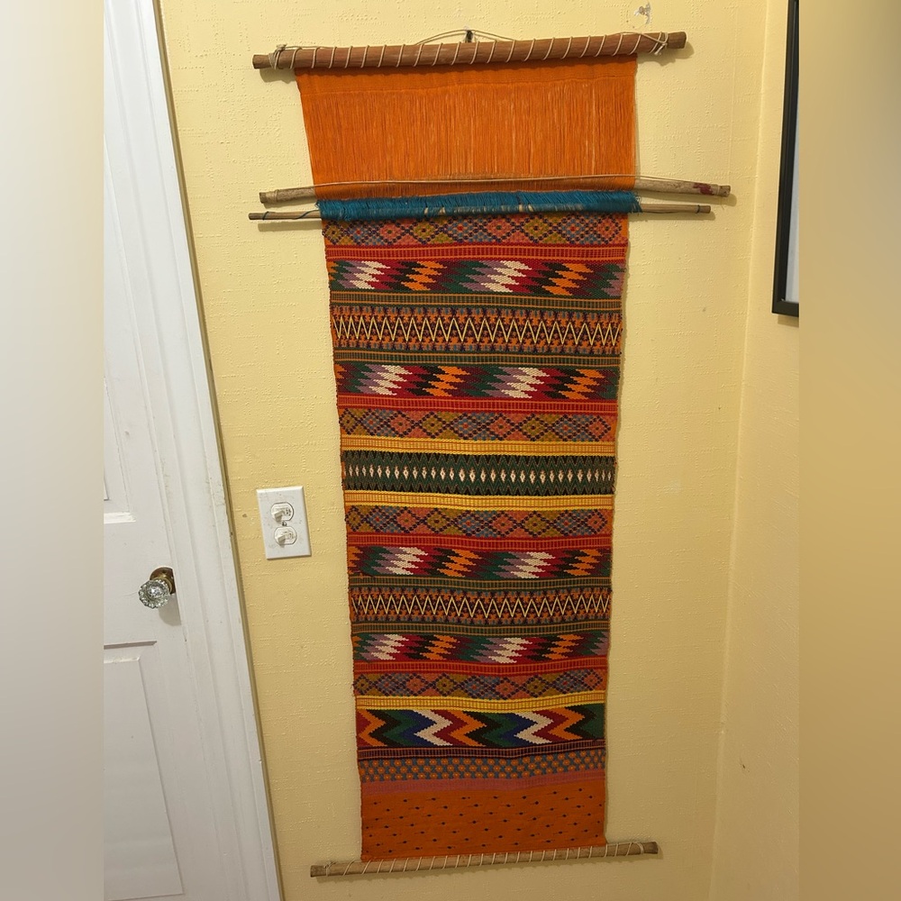 South American Handcrafted Multicolor Woven Wall Hanging 50 x 16.Lovely!